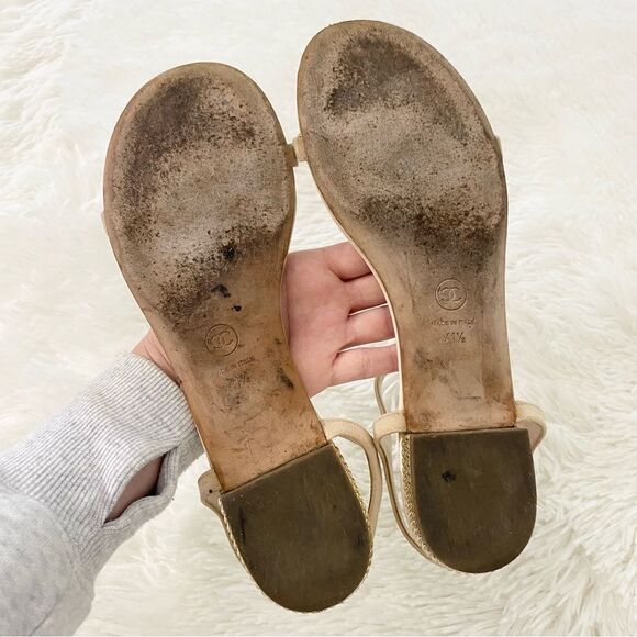 CHANEL Nude Sandal Flats Size 41.5 - Picture 13 of 15